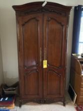 Ornate Walnut Two Door Armoire