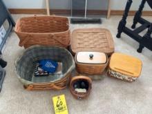5 Longaberger baskets, 1 picnic basket
