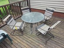 Outdoor Patio Set - Glass Top Table w/ 4 Chairs