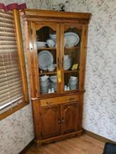 Solid Maple Corner China Cabinet - Contents Sold Separately