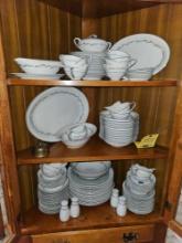 Contents of China Cabinet - 105 Pc. Graywood China Set, Silver Plated Glass Set, & Assor ted