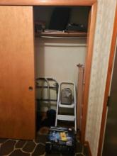 Front Hallway Closet Contents - Step Stool, Walker, Bedding, Legxerciser, Photo Albums, & more