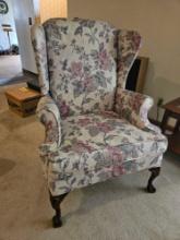 Floral Pattern Winged Arm Chair