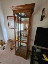 Solid Oak Lighted Display Cabinet