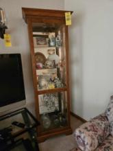 Solid Oak Lighted Display Cabinet - Contents Sold Separately