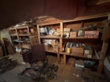 contents of shelves and ant chair