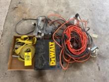 bungee straps, craftsman saw, dewalt case only, electric cords. lamp
