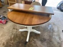 Maple Pedestal Table W/ Extra Leaf and two Chairs