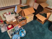 large lot of xmas items including tree, stuffed toys, lights, decor