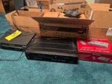 Vhs, dvd players, loads of vhs movies tapes, dvds, music cds, etc