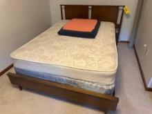4 pc full size bedroom suite includes, chest of drawers, end table, dresser and chair