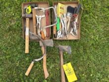 assorted hand tools - hatchets