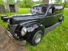 1940 Ford Deluxe Funeral Service Car, shows 90,370 miles