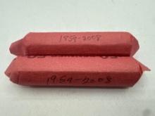 1959 to 2008 Rolled Lincoln Head Cents 2 rolls