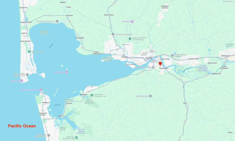 Grays Harbor, Washington Lot 15 Miles from the Pacific Ocean!