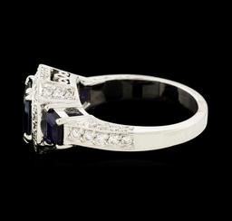 2.73 ctw Sapphire and Diamond Ring - 14KT White Gold