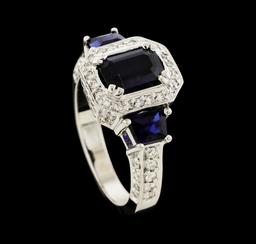 2.73 ctw Sapphire and Diamond Ring - 14KT White Gold