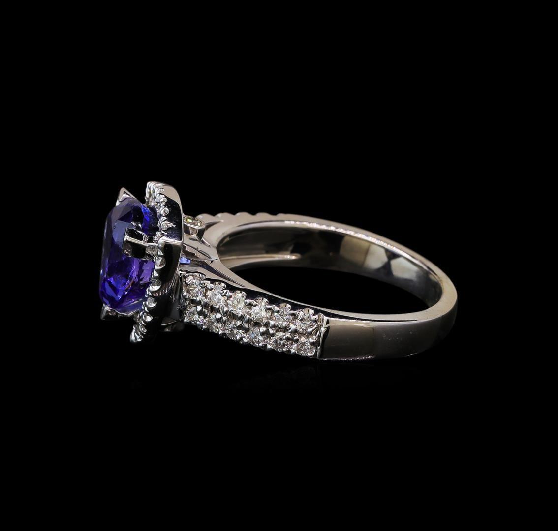 2.88 ctw Tanzanite and Diamond Ring - 14KT White Gold