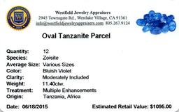 11.4 ctw Oval Mixed Tanzanite Parcel