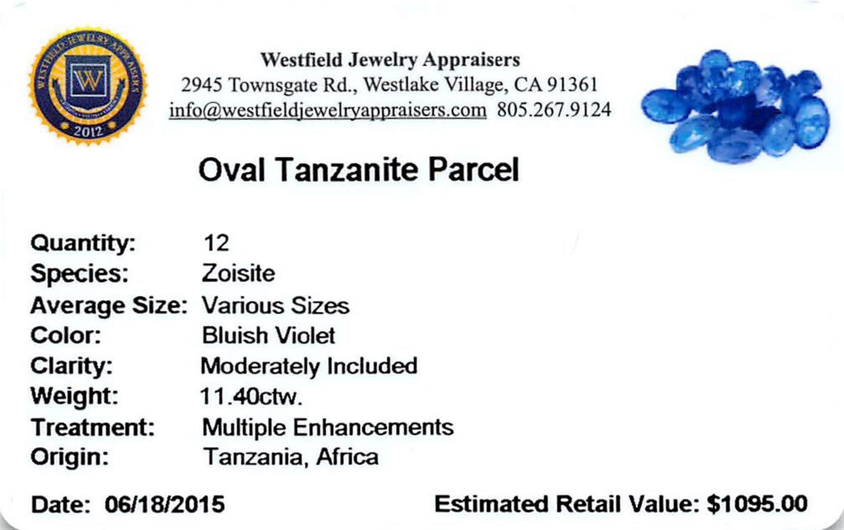 11.4 ctw Oval Mixed Tanzanite Parcel