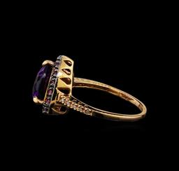 2.95 ctw Amethyst, Pink Sapphire, and Diamond Ring - 14KT Rose Gold