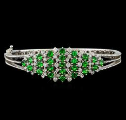 3.68 ctw Tsavorite and Diamond Bracelet - 14KT White Gold