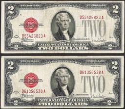 Lot of (2) 1928F $2 Legal Tender Notes