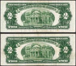 Lot of (2) 1928F $2 Legal Tender Notes