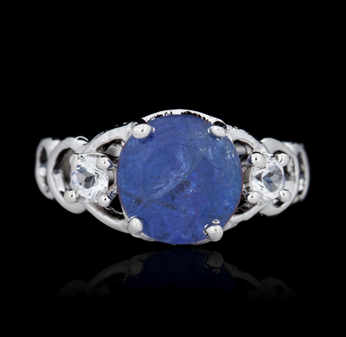 SILVER 2.90 ctw Tanzanite and White Topaz Ring