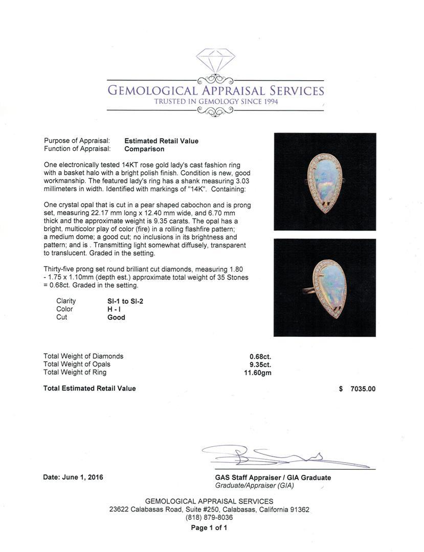9.35 ctw Opal and Diamond Ring - 14KT Rose Gold