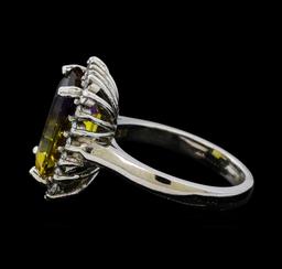 5.54 ctw Ametrine Quartz and Diamond Ring - 14KT White Gold