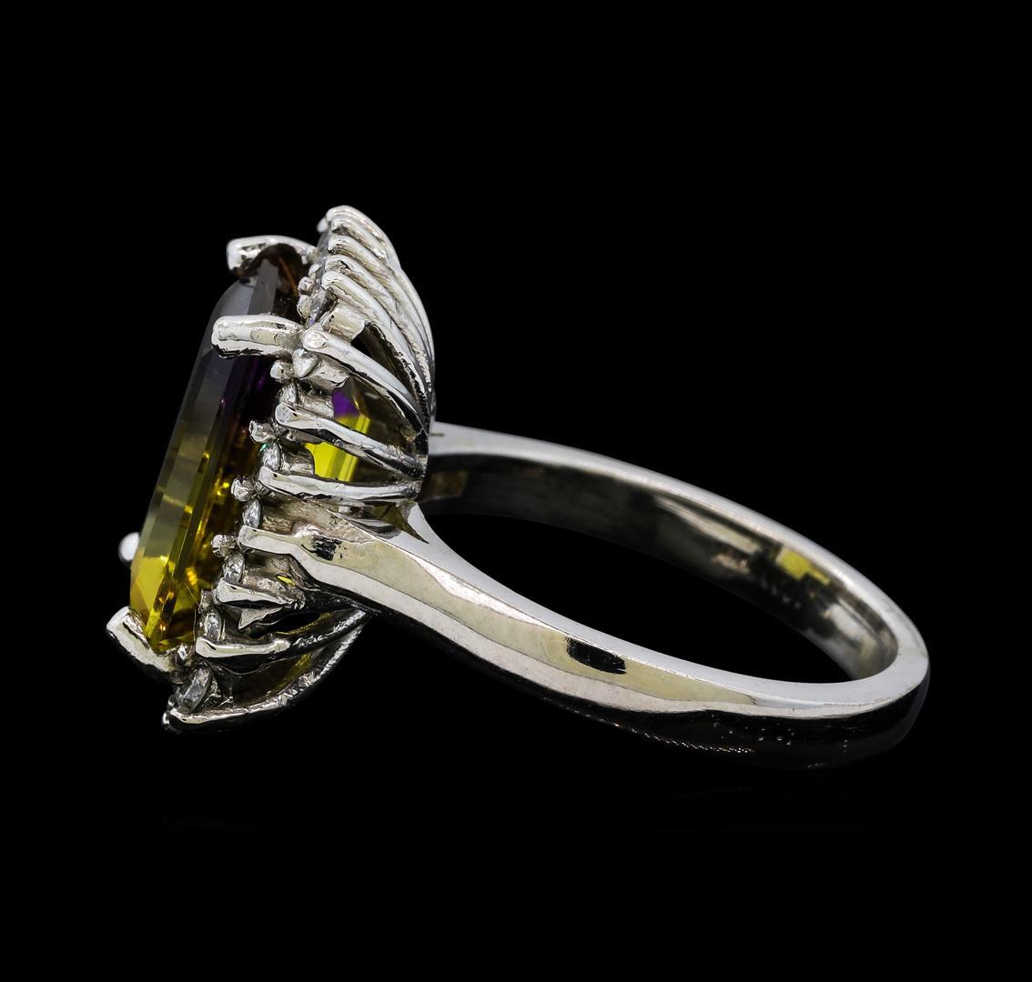 5.54 ctw Ametrine Quartz and Diamond Ring - 14KT White Gold