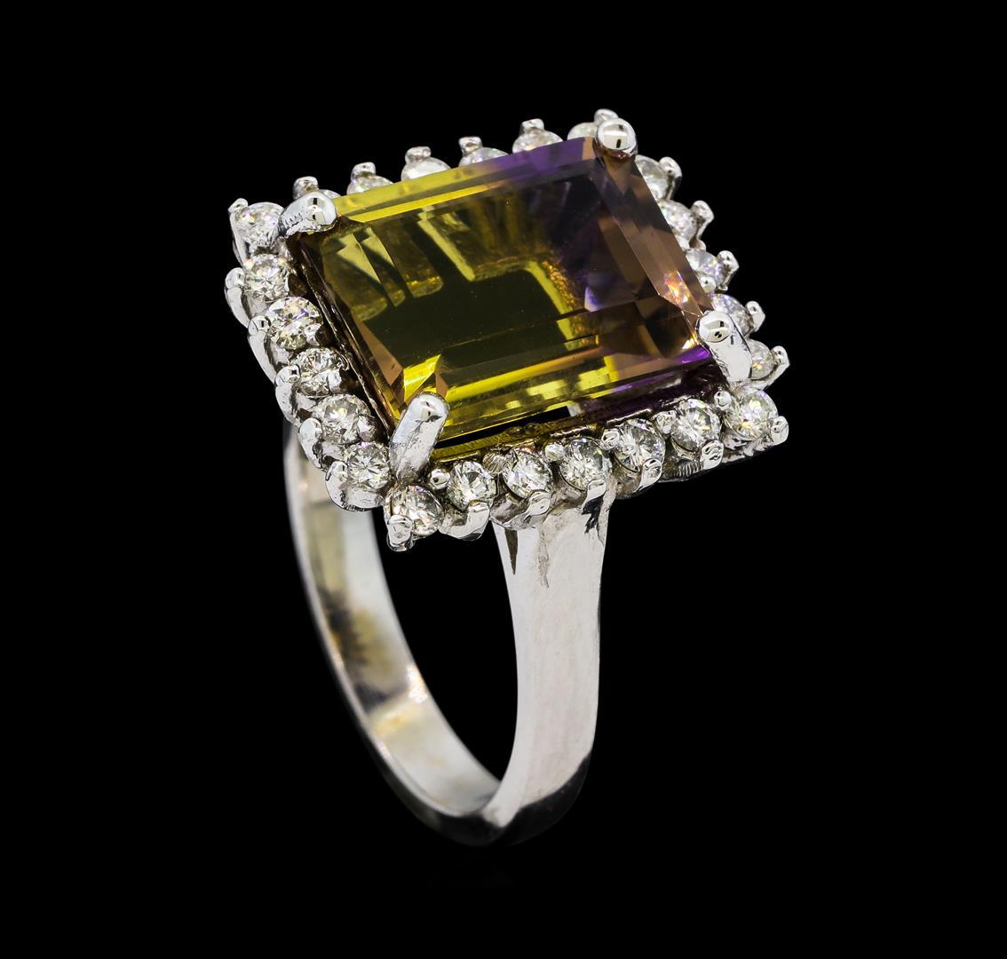 5.54 ctw Ametrine Quartz and Diamond Ring - 14KT White Gold