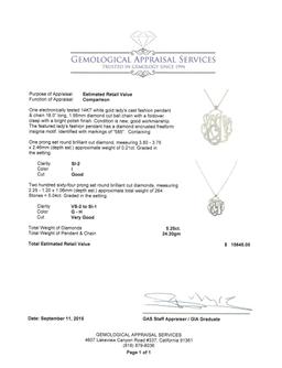 5.25 ctw Diamond Pendant With Chain - 14KT White Gold