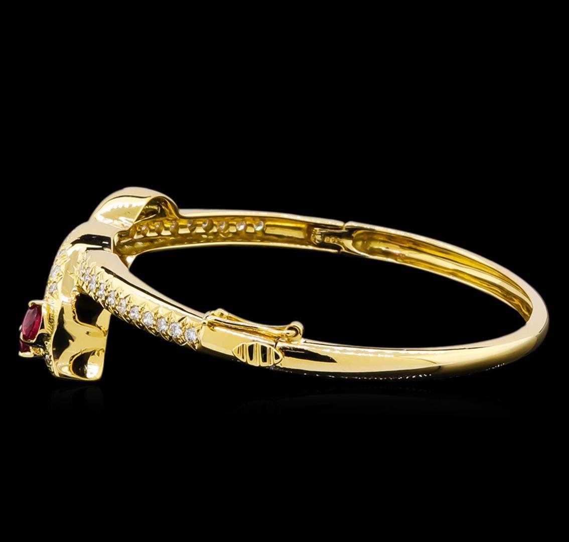 0.28 ctw Ruby and Diamond Bracelet - 18KT Yellow Gold
