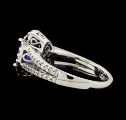 3.04 ctw Tanzanite and Diamond Ring - 14KT White Gold