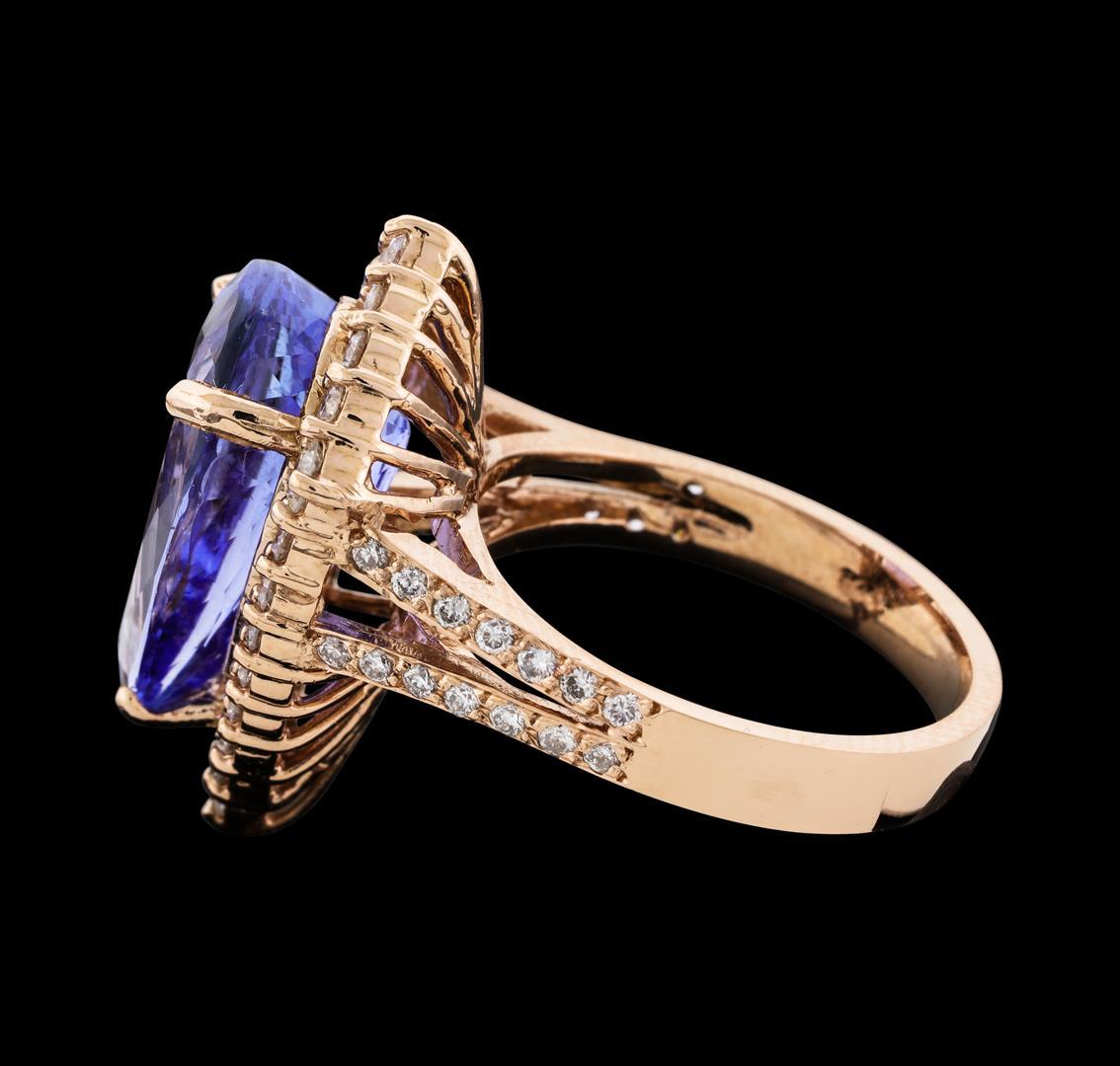 8.62 ctw Tanzanite and Diamond Ring - 14KT Rose Gold