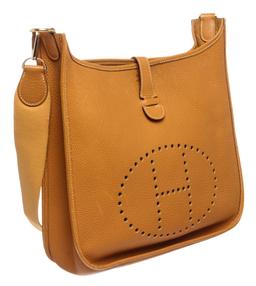 Hermes Gold Ardennes Leather Evelyne I GM Bag