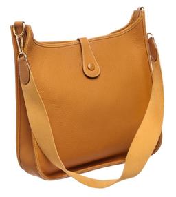 Hermes Gold Ardennes Leather Evelyne I GM Bag