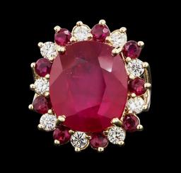 16.70 ctw Ruby and Diamond Ring - 14KT Yellow Gold