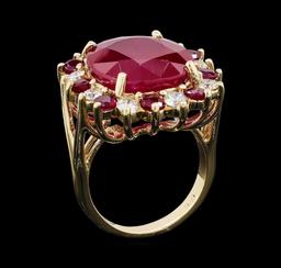 16.70 ctw Ruby and Diamond Ring - 14KT Yellow Gold