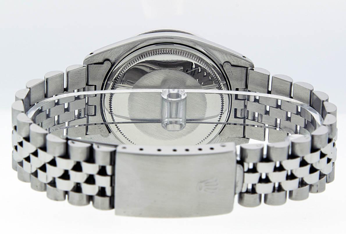 Rolex Mens Stainless Steel Red Vignette Diamond & Ruby Datejust Wristwatch