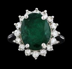 6.51 ctw Emerald and Diamond Ring - 14KT White Gold