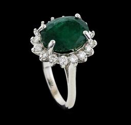 6.51 ctw Emerald and Diamond Ring - 14KT White Gold