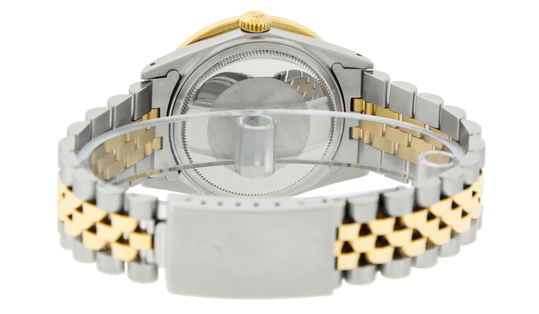 Rolex Mens 2 Tone Red Vignette String VS 3 ctw Channel Set Diamond Datejust Wris