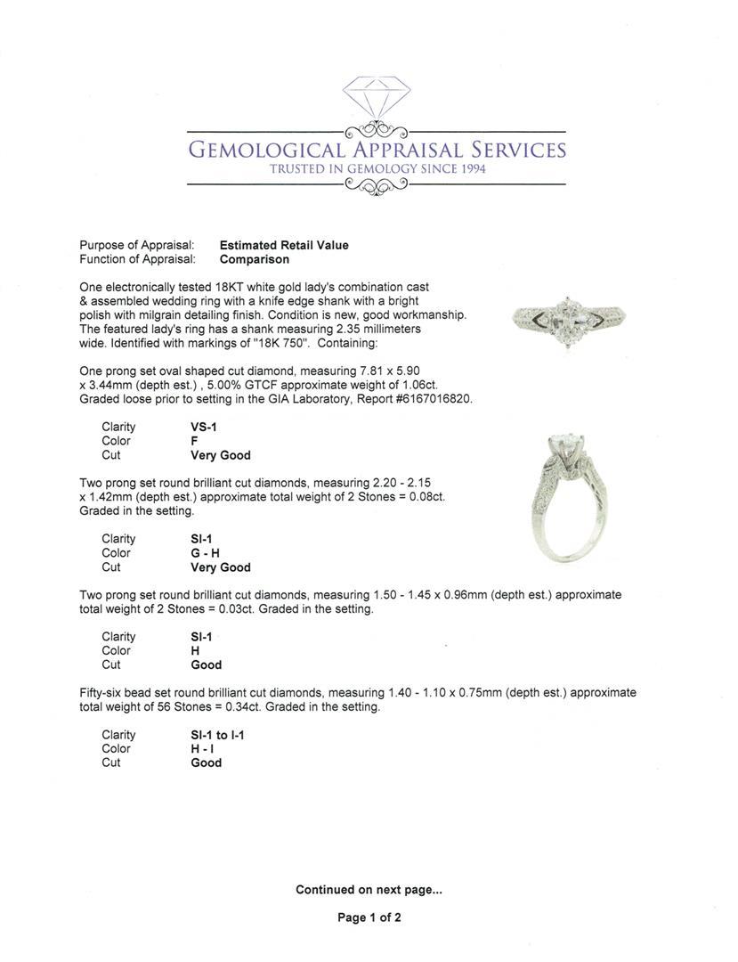 GIA Cert 1.51 ctw Diamond Ring - 18KT White Gold