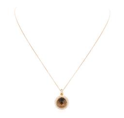 8.00 ctw Smokey Quartz and Diamond Pendant with Chain - 18KT Rose Gold