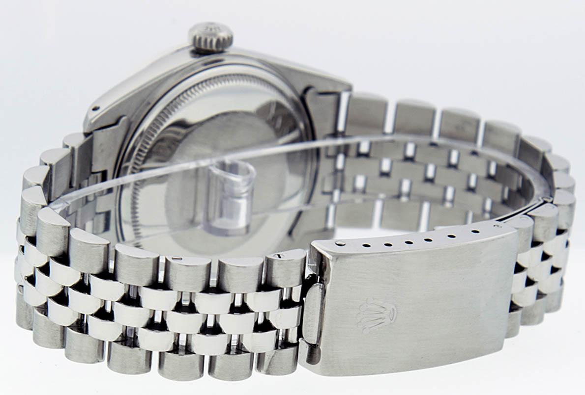 Rolex Mens Stainless Steel Red Vignette Diamond & Ruby Datejust Wristwatch