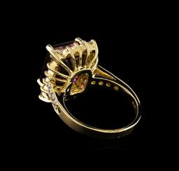 0.98 ctw Ametrine and Diamond Ring - 14KT Yellow Gold