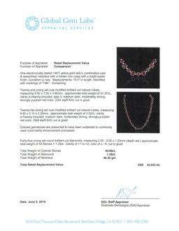 14KT Yellow Gold 44.89 ctw Ruby and Diamond Necklace